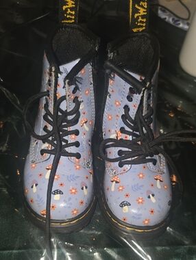 Lilac Mushroom Print Doc Martens